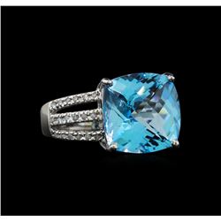 14KT White Gold 9.91 ctw Topaz and Diamond Ring