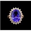 Image 2 : GIA Cert 8.31 ctw Tanzanite and Diamond Ring - 14KT Rose Gold