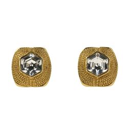 Chanel Gold Vintage Crystal Clip On Earrings