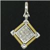 Image 1 : 18kt White and Yellow Gold 1.12 ctw Invisible Set Princess Cut Diamond Pendant