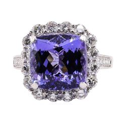 9.18 ctw Tanzanite and Diamond Ring - Platinum