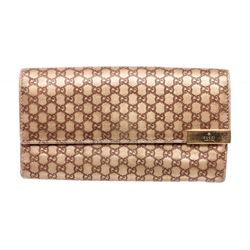 Gucci Gold Leather Mini Guccissima Flap Wallet