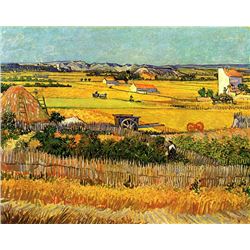 Van Gogh - Harvest At La Crau With Montmajour In The Background