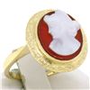 Image 3 : Vintage 14kt Yellow Gold Carved Shell Cameo Ring w/ Detailed Border