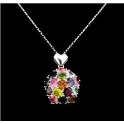 12.00 ctw Tourmaline Pendant with Chain - 14KT White Gold