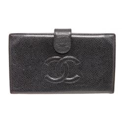 Chanel Black Caviar Leather Timeless French Purse Wallet