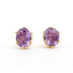Plated 18KT Yellow Gold 4.25ctw Amethyst Earrings