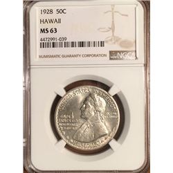 1928 Hawaii Half Dollar Coin NGC MS63