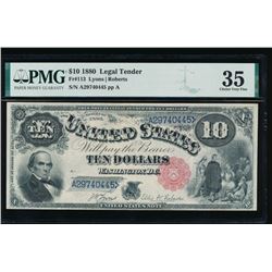 1880 $10 Jackass Legal Tender Note PMG 35
