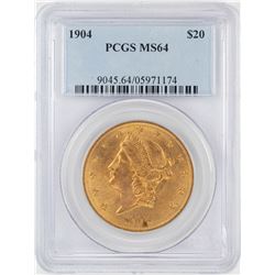 1904 $20 Liberty Head Double Eagle Gold Coin PCGS MS64