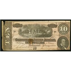 1864 $10 T68 Confederate States of America Note