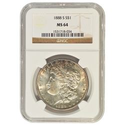 1888-S $1 Morgan Silver Dollar Coin NGC MS64