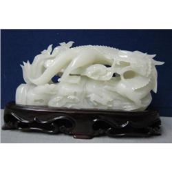 Well  Carved  White  Jade  Dragon  with  Nine  #1274235