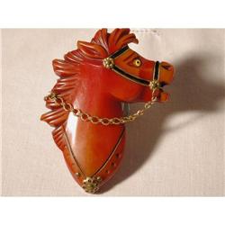 Bakelite Horse head with metal chian reins #1274238