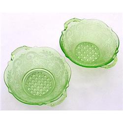 Lancaster Depression Glass DEBRA Fruit Bowls 2 #1274316