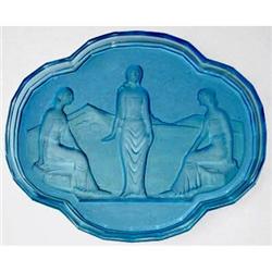 Egyptian Intaglio Cut Blue Glass Vanity Tray #1274362