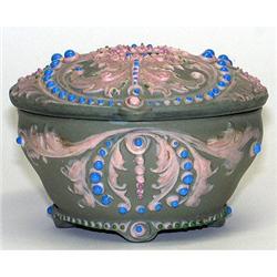 Schafer & Vater Beaded Jasperware Hair Receiver#1274386