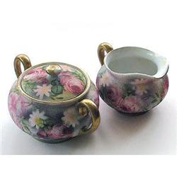 Royal Bayreuth ROSES Sugar Bowl and Creamer #1274389
