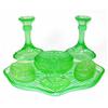 Image 1 : English Green Depression Glass 10 Piece Vanity #1274390