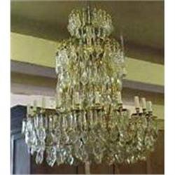 LARGE CRYSTAL & BRASS CHANDELIER #1274435