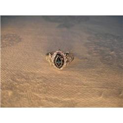 Antique 14K WG Sapphire Diamond Marquise Ring #1274709