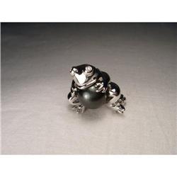 18K WG Gold Diamond Black Pearl Frog Brooch #1274711