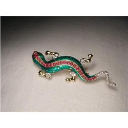 14K YG Ruby Sapphire Diamond Enamel Lizard #1274715