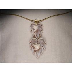 18K YG Gold Carved Dove Cameo Drop Necklace #1274731