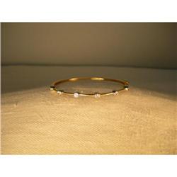 Estate 14K 2-Tone Gold Diamond Bangle Bracelet #1274854