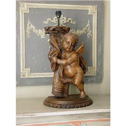 18th C. FRENCH Putto / Angel Lamp- Carved #1275009