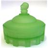 Image 1 : COURT JESTER Green Satin Glass Powder Jar #1294859