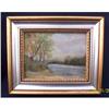 Image 1 : Oil, Riverbank, Trees,gold, Silver Frame #1295134