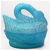 Image 1 :  Portieux Blue Milk Glass Swan Powder Jar #1309743