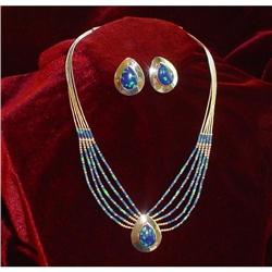 Azurite & Sterling Silver Necklace & Earrings #1322909
