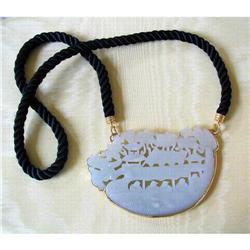 ANTIQUE JADE "DRAGON BOAT"PENDANT/NECKLACE/14K #1323035