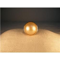 Elegant Estate 18K YG Huge Round Pearl Ring #1323098