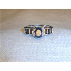 Estate 14K WG Gold Sapphire Diamond Band Ring #1323109