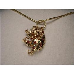 14K Ruby Emerald Sapphire Diamond Clown Pendant#1323126