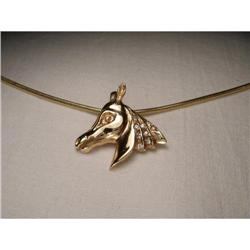 Estate 14K YG Diamond Horse Equestrian Pendant #1323146
