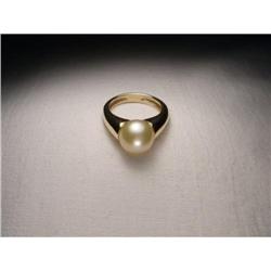 Estate 14K YG Gold Yellow Cultured Pearl Ring #1323152