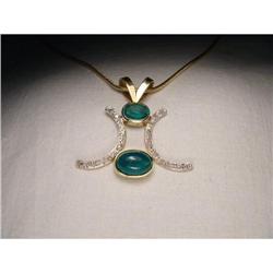 Estate 14K YG Gold Emerald Diamond Pendant #1323170