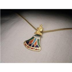 Victorian 24K Gold Enamel Ruby Diamond Pendant #1323171