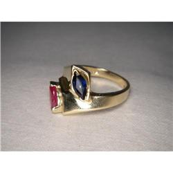 Estate 14K YG Yellow Gold Sapphire Ruby Ring #1323181