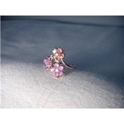 Platinum Diamond Pink Tourmaline Floral Ring #1323188