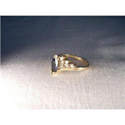 Estate 14K YG Diamond Sapphire Marquise Ring #1323190