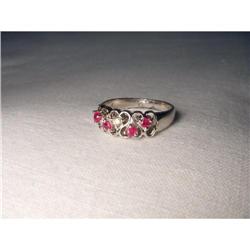 14K WG Ruby Diamond Filigree Heart Band Ring #1323195