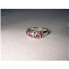 Image 1 : 14K WG Ruby Diamond Filigree Heart Band Ring #1323195