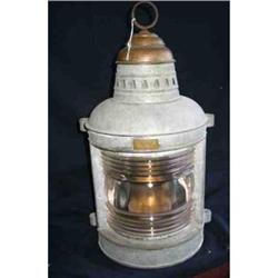 Big Antique Metal & Brass Masthead Oil Lamp #1323216