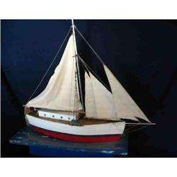 Vintage Wooden Folk Art Sailboat & Crew Ship #1323219