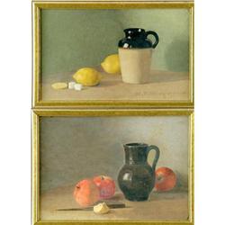 Antique Oil Paintings Still Life Signed Pair #1323338